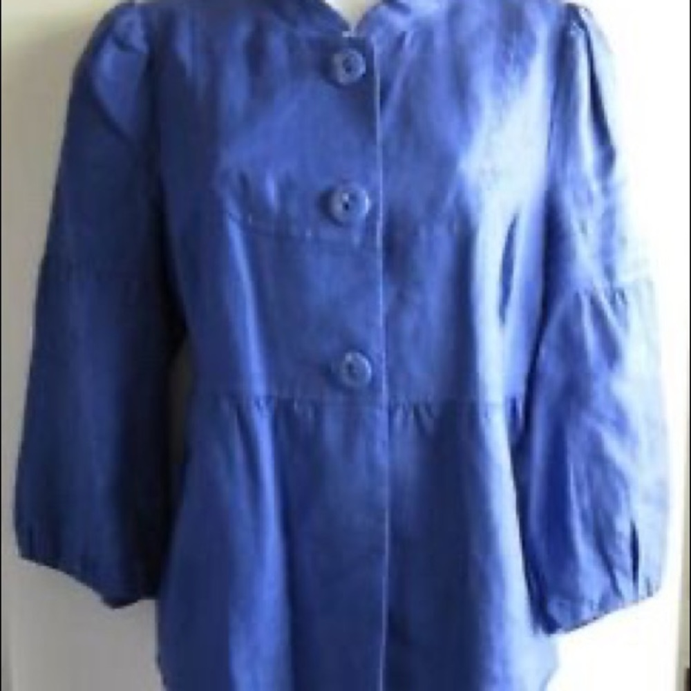 Anthropologie Elevenses Blue linen jacket